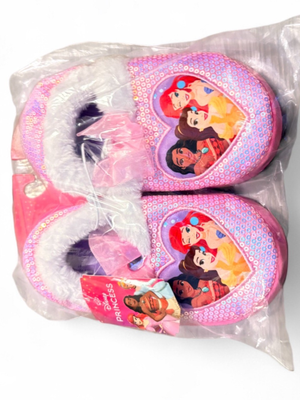 Disney Pink Sequin Princess Heart Slippers